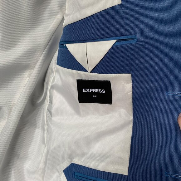 Express Men's Slim Fit Suit - Bright Blue - 40R/34×32 - Stretch Fabric - Picture 3 of 6